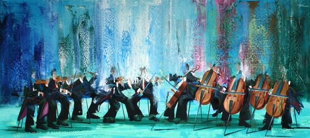 Living room painting by Cyprian Nocoń titled Wielka orkiestra