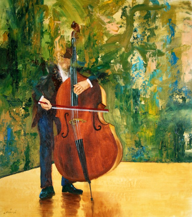 Living room painting by Cyprian Nocoń titled  Double bass suite