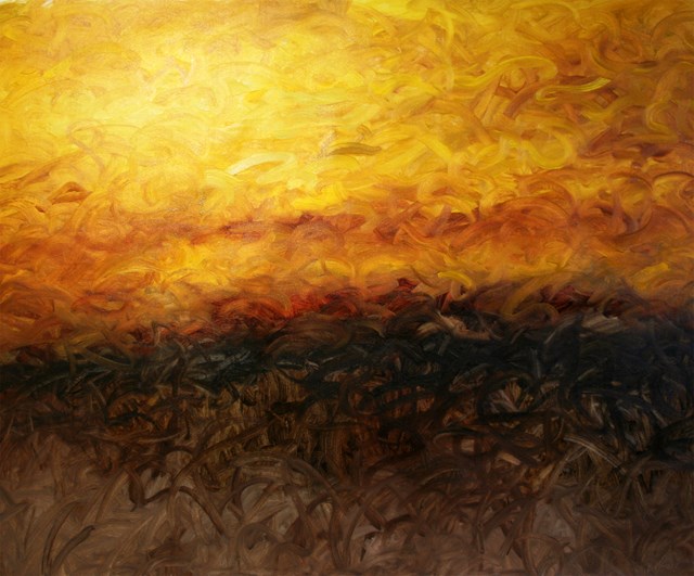 Living room painting by Cyprian Nocoń titled Sun set