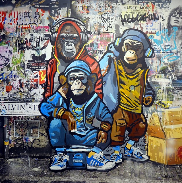 Living room painting by Wojciech Bąbski titled Hooligans