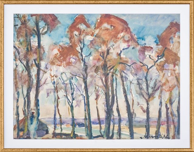 Living room painting by Zdzisław Kraśnik titled Landscape, 2nd half of the 20th century