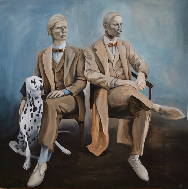 Living room painting by Eliza Kwiatkowska titled Two men