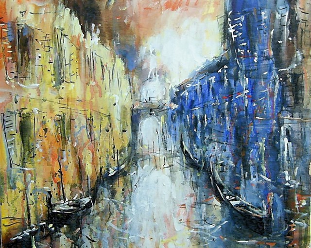 Living room painting by Dariusz Grajek titled Venetian alley