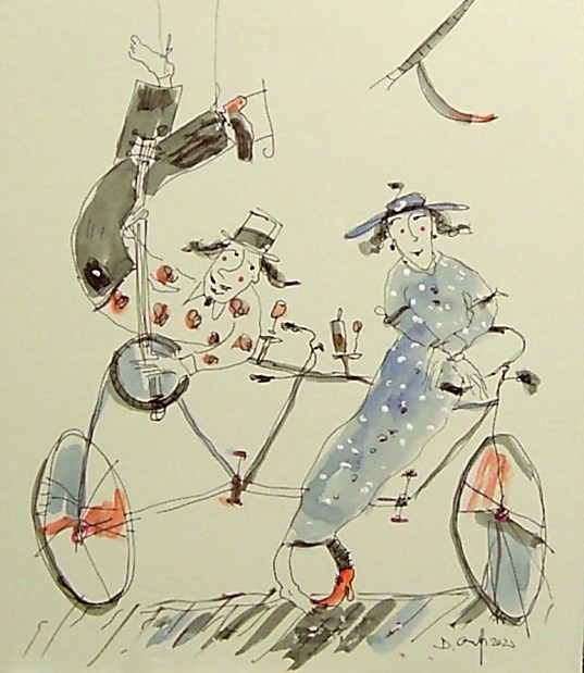 Grafika do salonu artysty Dariusz Grajek pod tytułem Bicyklowa miłość....