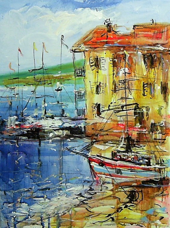 Living room painting by Dariusz Grajek titled The bay on the Adriatic Sea