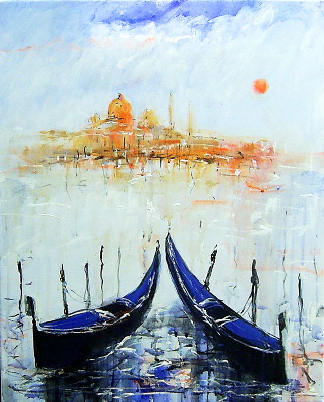 Living room painting by Dariusz Grajek titled View of Venice