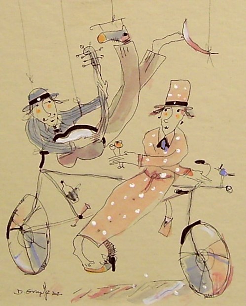 Obraz do salonu artysty Dariusz Grajek pod tytułem Duet i rower.....