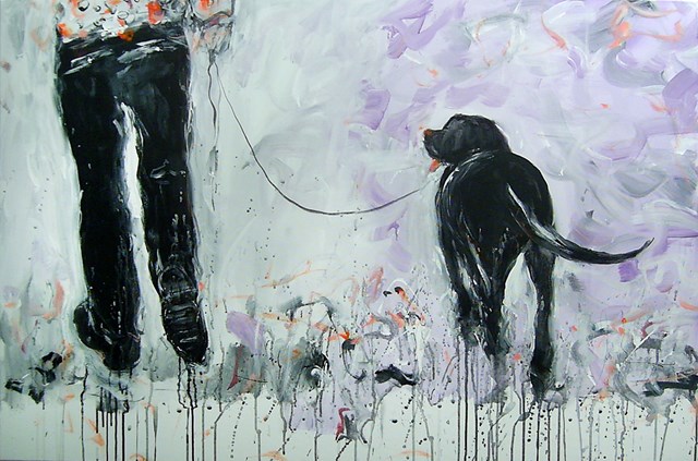 Obraz do salonu artysty Dariusz Grajek pod tytułem Pan i pies....