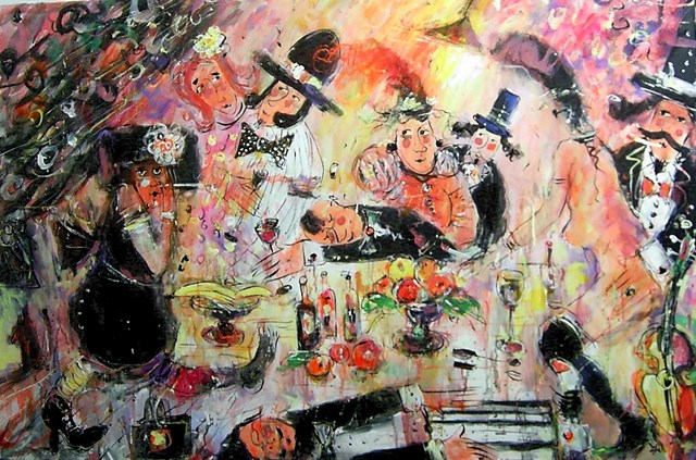 Living room painting by Dariusz Grajek titled Feast