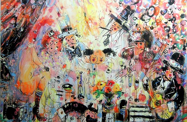 Living room painting by Dariusz Grajek titled Wedding guests and...