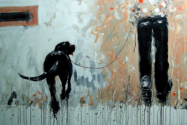 Living room painting by Dariusz Grajek titled Exit...