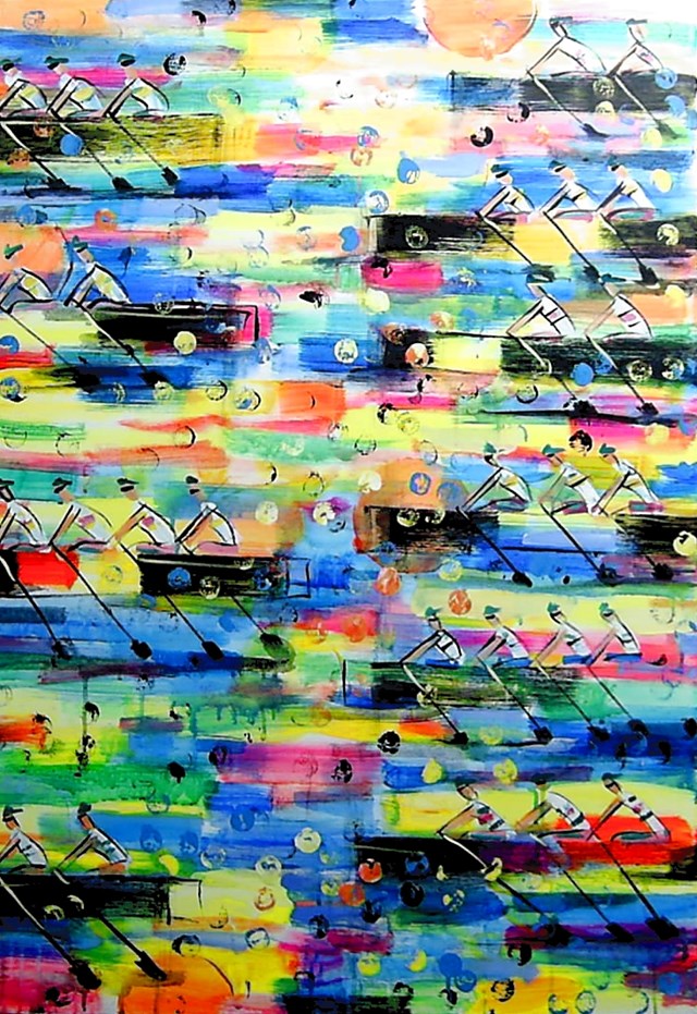 Living room painting by Dariusz Grajek titled Rowers