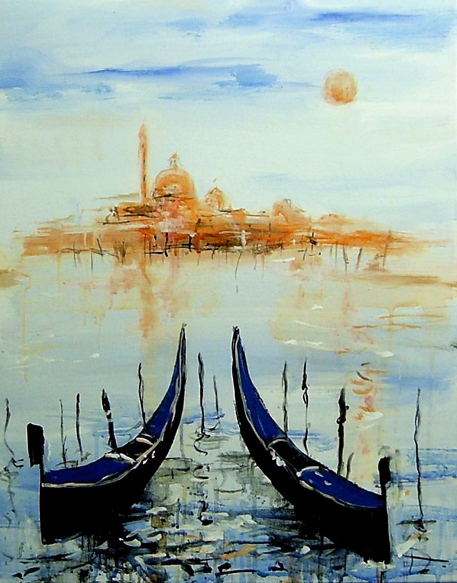 Living room painting by Dariusz Grajek titled Venice in sun