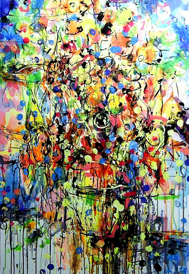 Living room painting by Dariusz Grajek titled Sunflowers bouquet