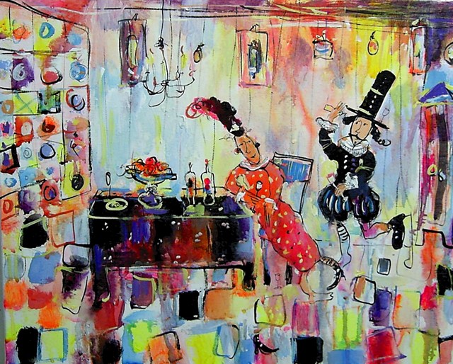 Living room painting by Dariusz Grajek titled wine glass