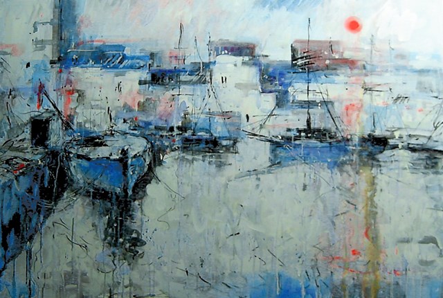 Obraz do salonu artysty Dariusz Grajek pod tytułem Zagubiony port....