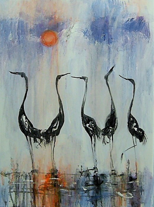 Obraz do salonu artysty Dariusz Grajek pod tytułem Pięć żurawi.....