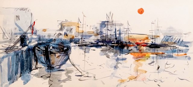 Living room painting by Dariusz Grajek titled Na Costa Dorada...