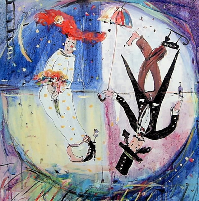 Living room painting by Dariusz Grajek titled Proporcje miłości...