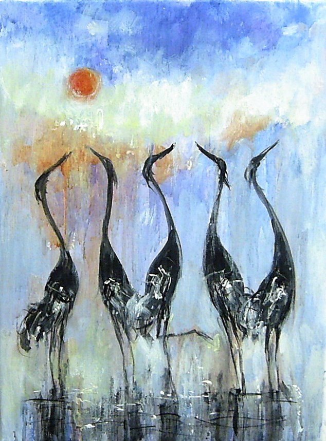 Obraz do salonu artysty Dariusz Grajek pod tytułem Słońce i ptaki...