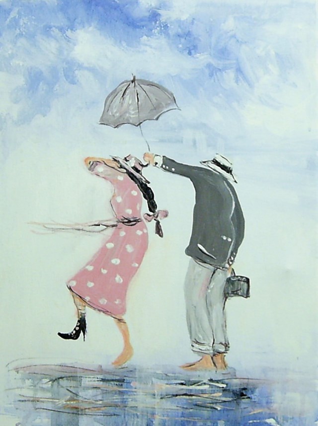 Obraz do salonu artysty Dariusz Grajek pod tytułem Pod parasolem miłości...