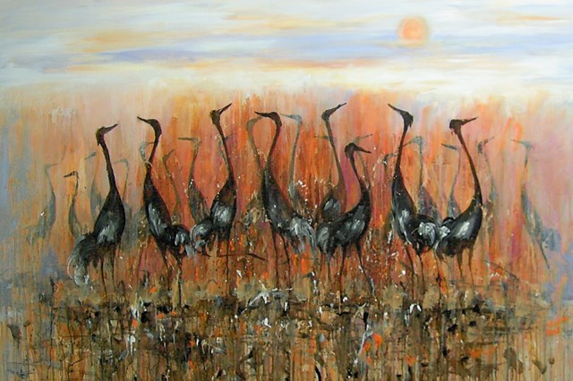 Obraz do salonu artysty Dariusz Grajek pod tytułem Ptaki i słońce....