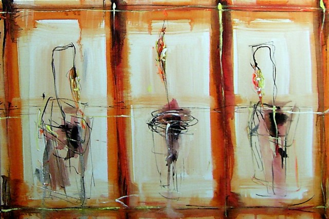 Living room painting by Dariusz Grajek titled 3  kwiaty w wazonie...