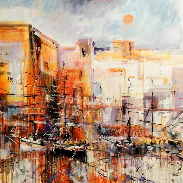 Living room painting by Dariusz Grajek titled Słoneczna zatoczka...