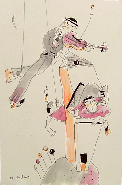 Living room painting by Dariusz Grajek titled Violinist