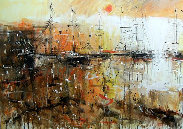 Living room painting by Dariusz Grajek titled  Port lligat