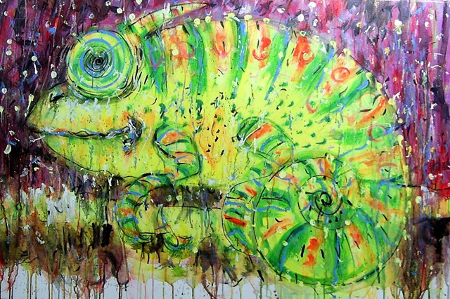 Living room painting by Dariusz Grajek titled  Chameleon