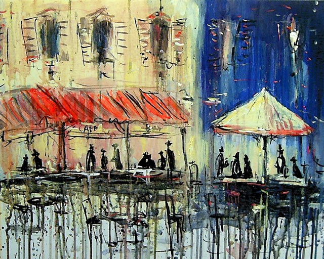 Living room painting by Dariusz Grajek titled Cafe in Toscany 
