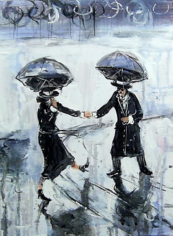 Obraz do salonu artysty Dariusz Grajek pod tytułem Deszczowy spacerek....