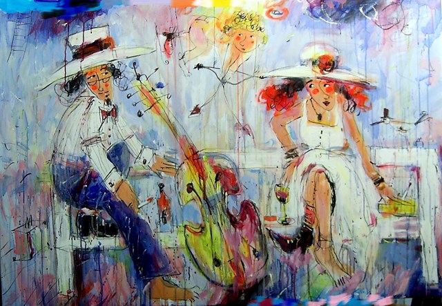 Living room painting by Dariusz Grajek titled Cupid and lovers ...