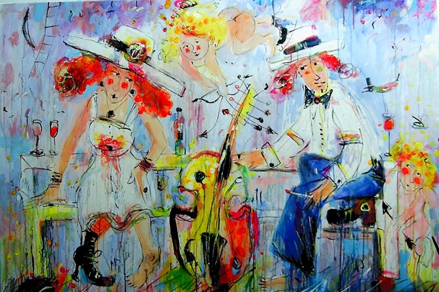 Living room painting by Dariusz Grajek titled Cupids and lovers ...