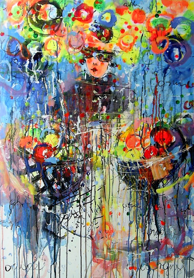 Obraz do salonu artysty Dariusz Grajek pod tytułem Kobieta z owocami...