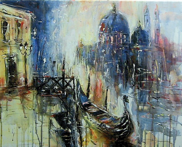 Living room painting by Dariusz Grajek titled Venices  alley