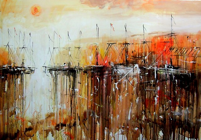 Obraz do salonu artysty Dariusz Grajek pod tytułem Słoneczny port....