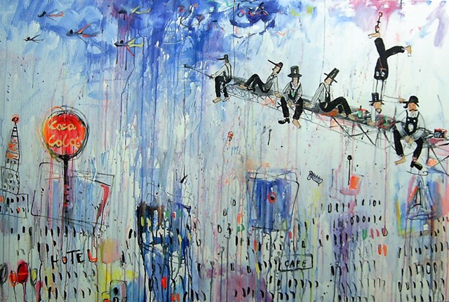 Living room painting by Dariusz Grajek titled Manhattan....