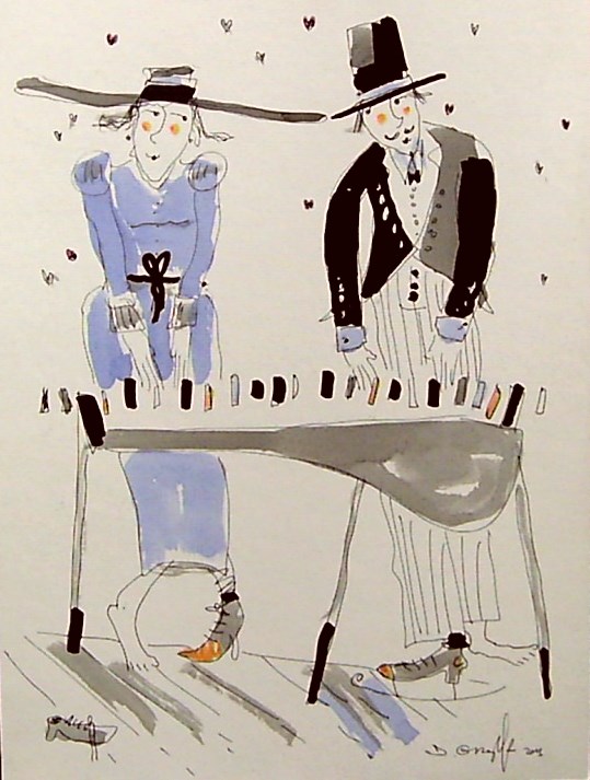 Obraz do salonu artysty Dariusz Grajek pod tytułem Pianinowe duo...