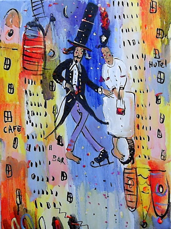 Living room painting by Dariusz Grajek titled Married and houses