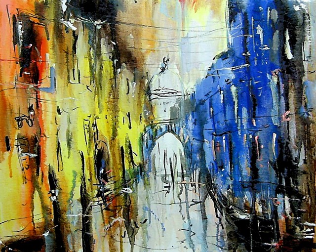 Living room painting by Dariusz Grajek titled  Venetian alleys ....