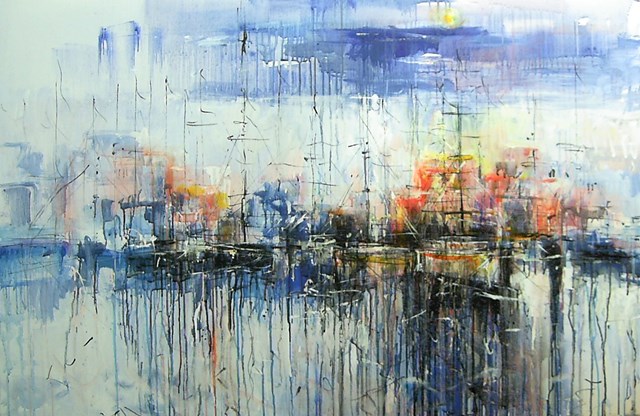 Obraz do salonu artysty Dariusz Grajek pod tytułem Port w słońcu.....