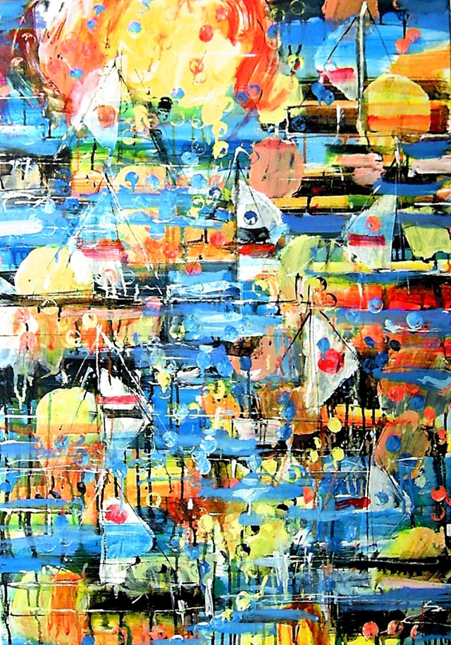 Living room painting by Dariusz Grajek titled  Regatta....