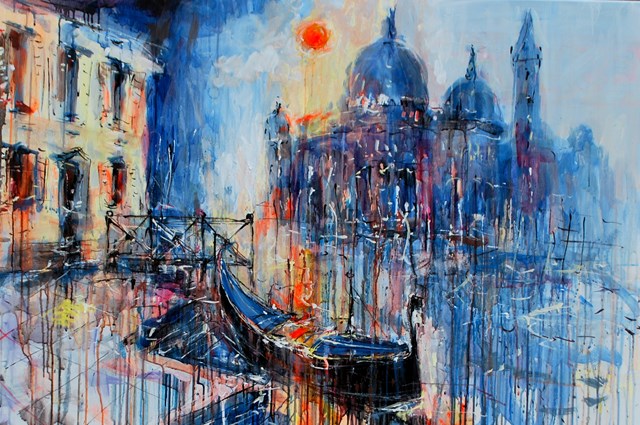 Living room painting by Dariusz Grajek titled  The sun over the gondola .....