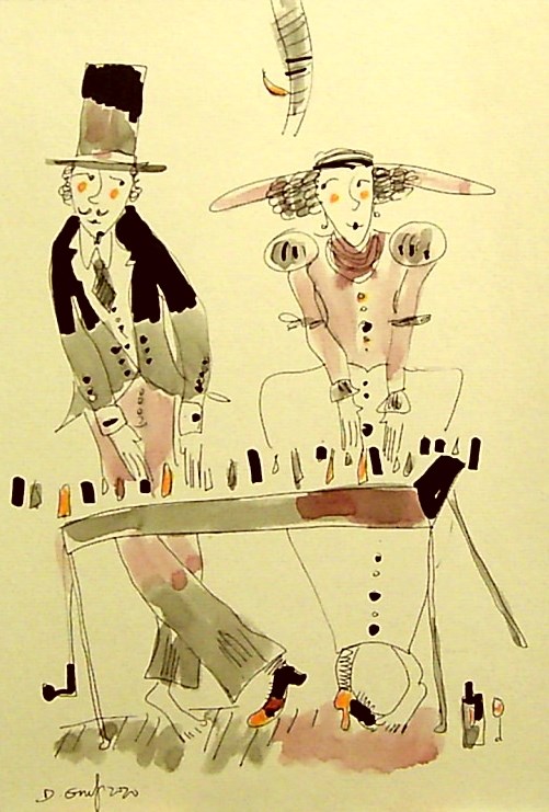 Grafika do salonu artysty Dariusz Grajek pod tytułem Fortepianowy duet.....
