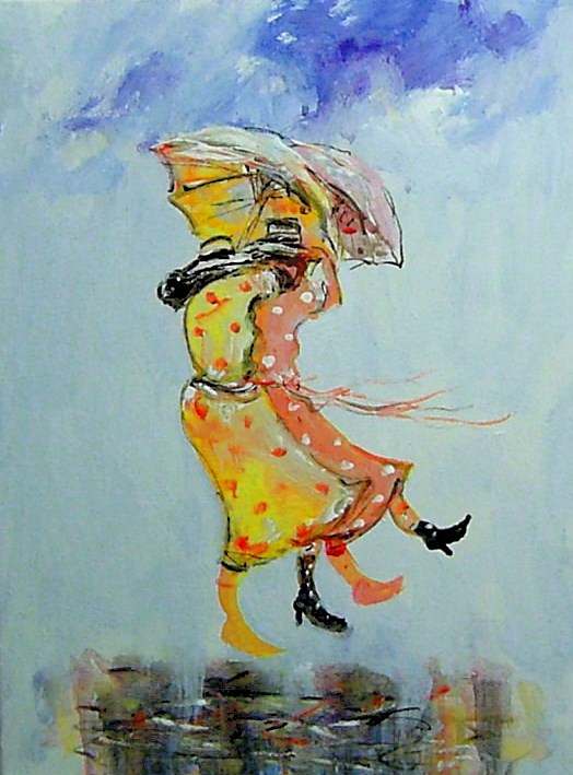Obraz do salonu artysty Dariusz Grajek pod tytułem Kolorowe sukienki na wietrze....