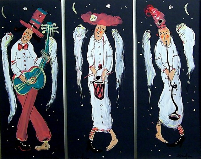 Living room painting by Dariusz Grajek titled  Heavenly band .... Triptych !!!!