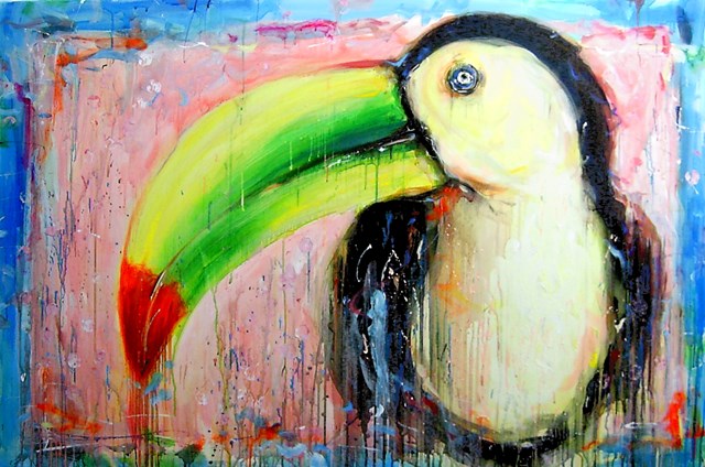 Living room painting by Dariusz Grajek titled Bird