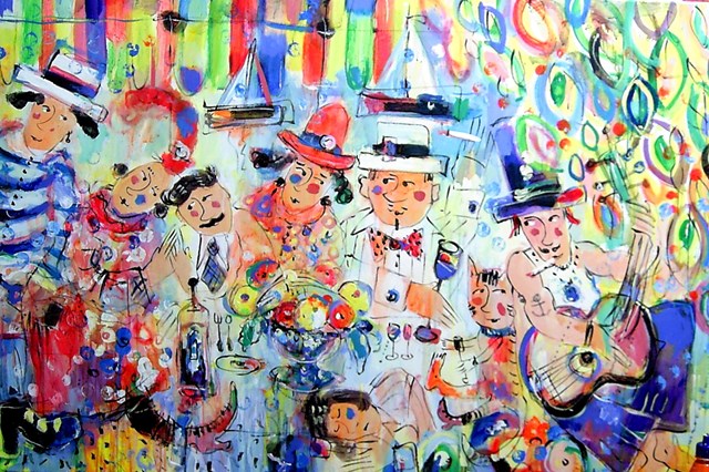 Living room painting by Dariusz Grajek titled  Happy company ...